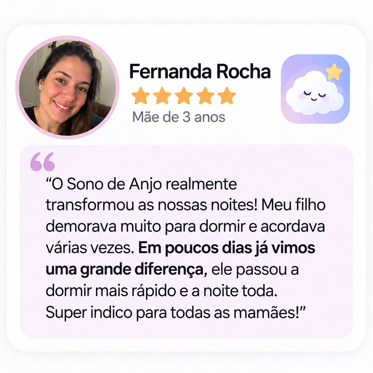 Depoimento de Fernanda Rocha sobre o Sono de Anjo